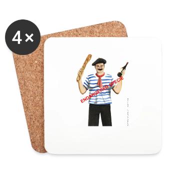 Français typique - Espèce en danger - Dessous de verre (lot de 4) - blanc - Devant