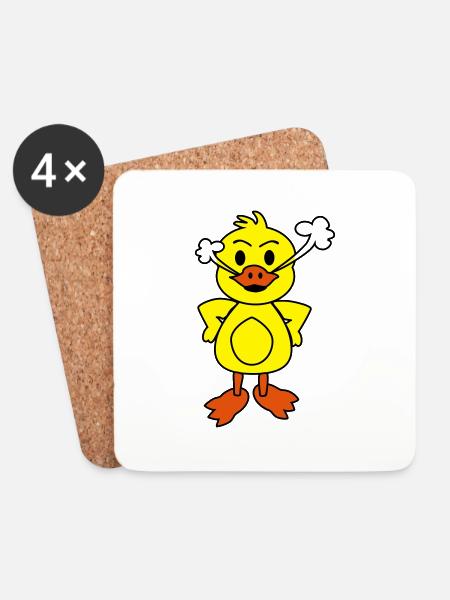 Wütende Ente - Untersetzer (4er-Set) - Weiß