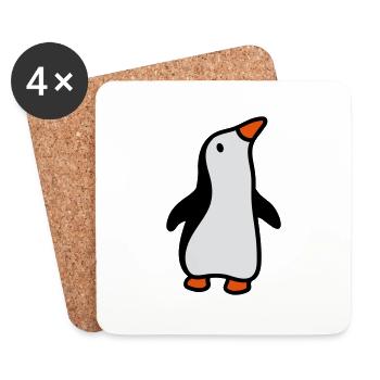 Pinguin sieht hoch 3 - Untersetzer (4er-Set) - Weiß - Vorne