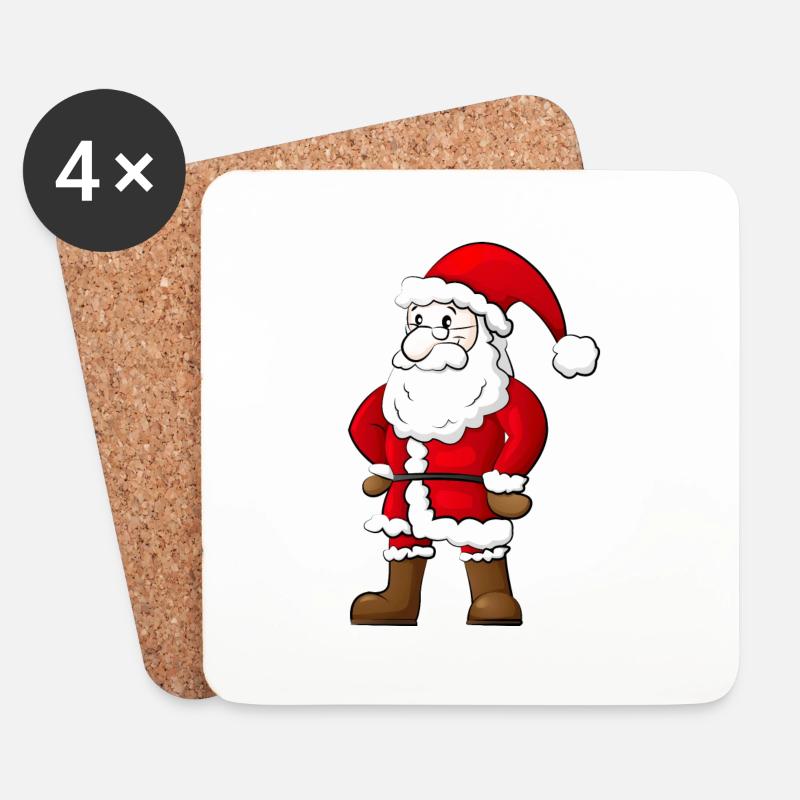 Weihnachtsmann - Untersetzer (4er-Set) - Weiß