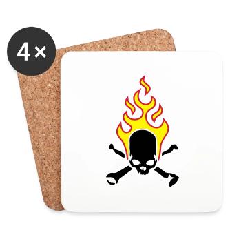 fire_skull_bones_b_3c - Dessous de verre (lot de 4) - blanc - Devant