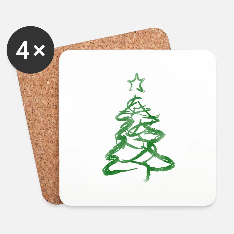 Christbaum - Untersetzer (4er-Set) - Weiß