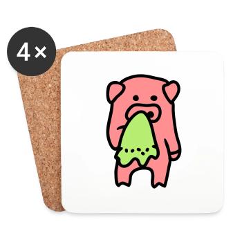 Pig sad / sick 3 - Coasters (set of 4) - white - Front