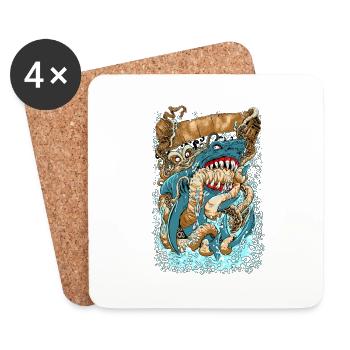 OCTOPUS v SHARK - Coasters (set of 4) - white - Front