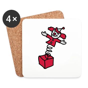 clown_aus_der_kiste_3c - Coasters (set of 4) - white - Front