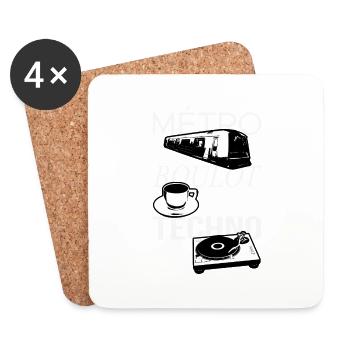 Metro Boulot TECHNO! - Dessous de verre (lot de 4) - blanc - Devant
