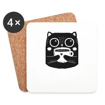 black_cat - Dessous de verre (lot de 4) - blanc - Devant