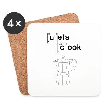 LETS COOK COFFEE / KAFFEE - Untersetzer (4er-Set) - Weiß - Vorne