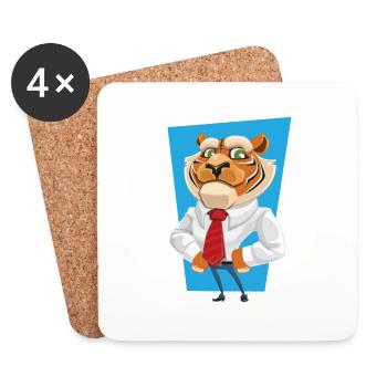 tiger in suit - Coasters (set of 4) - white - Front