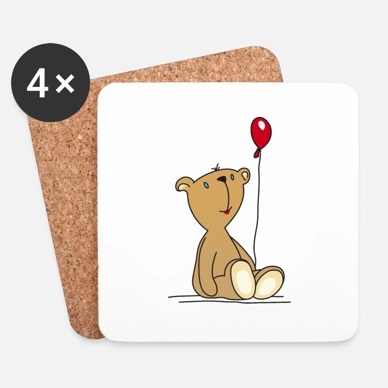 Teddybär Luftballon Kuscheltier Kinderspielzeug - Untersetzer (4er-Set) - Weiß