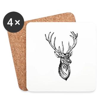 cerf - Dessous de verre (lot de 4) - blanc - Devant