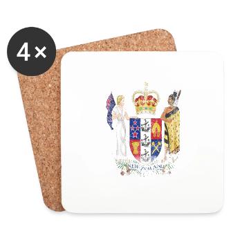 Manteau néo-zélandais des armes en Nouvelle-Zélande Symbole - Dessous de verre (lot de 4) - blanc - Devant