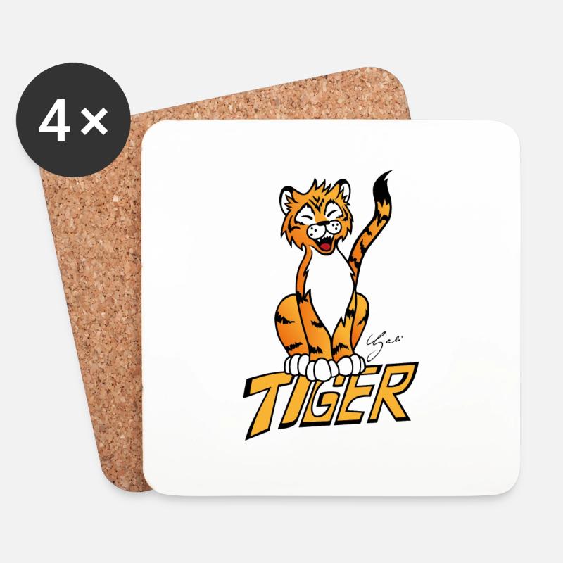 Tiger - Untersetzer (4er-Set) - Weiß