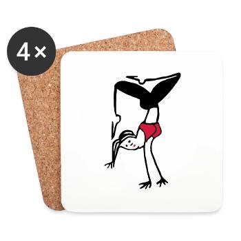 Yoga Handstand 2-farbig - Untersetzer (4er-Set) - Weiß - Vorne
