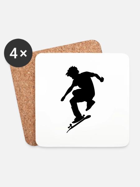 Skateboarder - Coasters (set of 4) - white