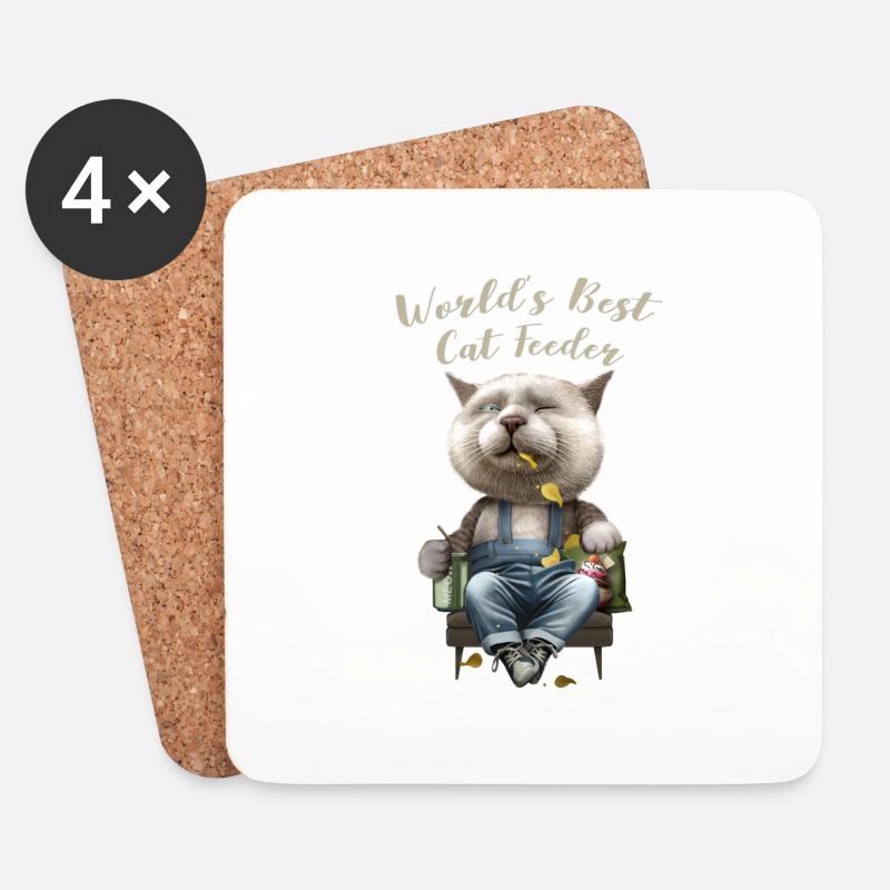DER BESTE CAT FEEDER DER WELT - Untersetzer (4er-Set) - Weiß