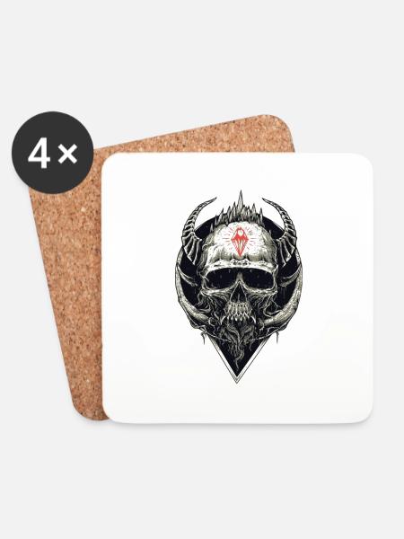 Skull with red symbol - Coasters (set of 4) - white