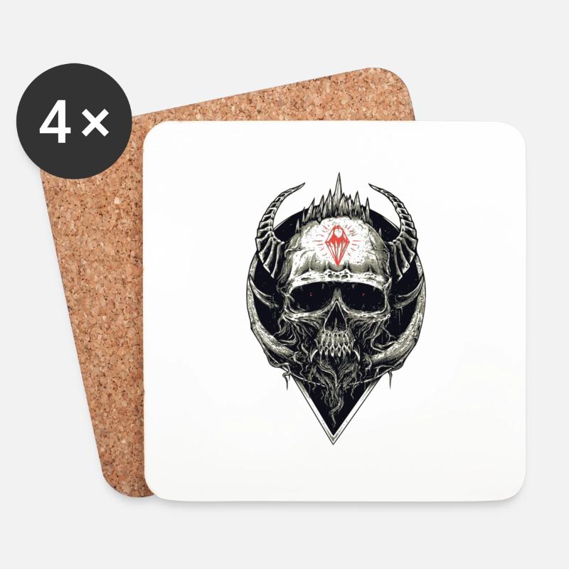 Totenkopf mit rotem Symbol - Untersetzer (4er-Set) - Weiß