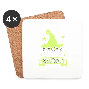 Hexen Hexerei Hexenhut Hexenspruch für Verrückte - Untersetzer (4er-Set) - Weiß - Vorne