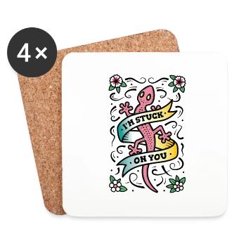 I'm Stuck on You - Gekko - Coasters (set of 4) - white - Front
