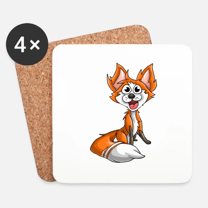 Lachender Fuchs - Untersetzer (4er-Set) - Weiß