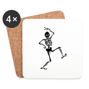 Dancing skeleton - Coasters (set of 4) - white - Front