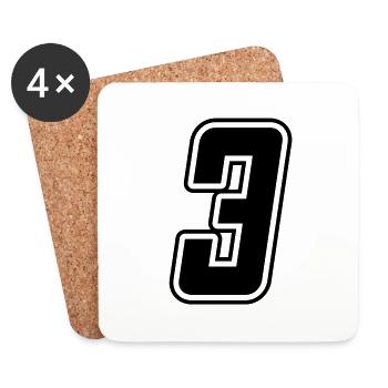 Number 3 - Coasters (set of 4) - white - Front