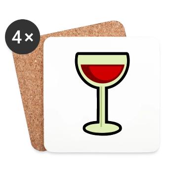Bouteille en verre à vin Bouteille de vin1 - Dessous de verre (lot de 4) - blanc - Devant