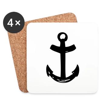 ancre marine1 - Dessous de verre (lot de 4) - blanc - Devant