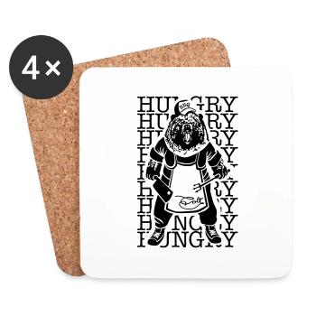 Hungry Barbecue Bear - Dessous de verre (lot de 4) - blanc - Devant