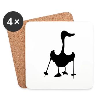 Nordic walking Mallard Silhoutte funny gift - Coasters (set of 4) - white - Front