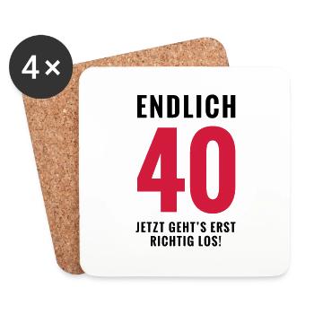 Endlich 40 - Geburtstag - Untersetzer (4er-Set) - Weiß - Vorne