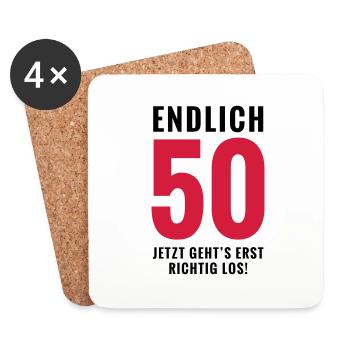 Endlich 50 - Geburtstag - Untersetzer (4er-Set) - Weiß - Vorne