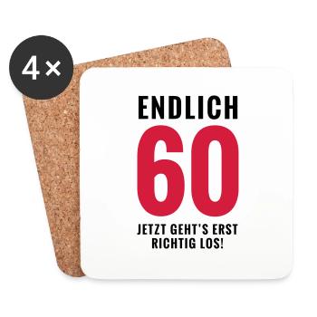 Endlich 60 - Geburtstag - Untersetzer (4er-Set) - Weiß - Vorne