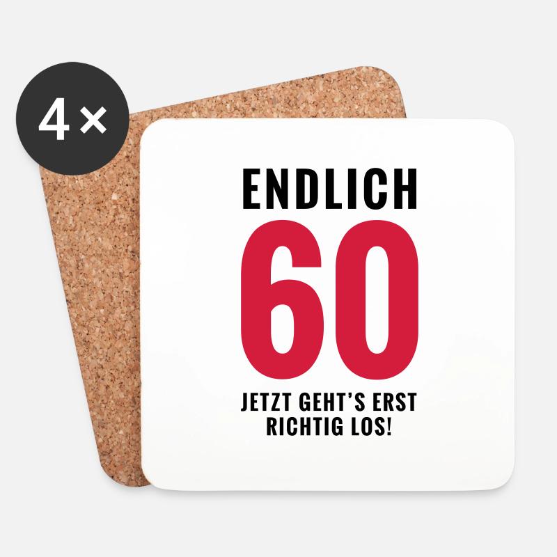 Endlich 60 - Geburtstag - Untersetzer (4er-Set) - Weiß