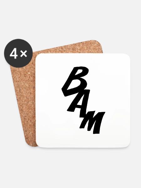 BAM - Comic-Style - Untersetzer (4er-Set) - Weiß