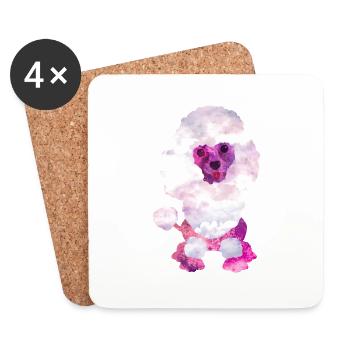 Watercolor Poodle Puppy Digital Art - Coasters (set of 4) - white - Front