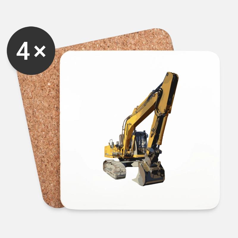 Bagger - Untersetzer (4er-Set) - Weiß