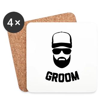 GROOM HIPSTER - Untersetzer (4er-Set) - Weiß - Vorne