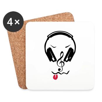 egaliseur casques dj cle sol note3 - Dessous de verre (lot de 4) - blanc - Devant
