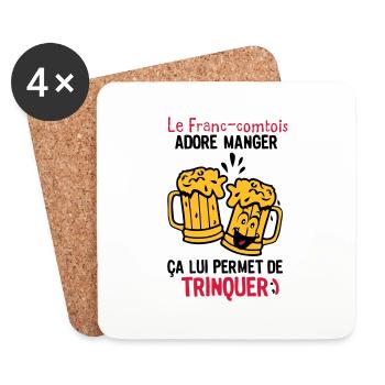 franc comtois trinquer biere alcool verre - Dessous de verre (lot de 4) - blanc - Devant