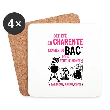 Charente Aperitif Fach Grill zubereitet Bier - Untersetzer (4er-Set) - Weiß - Vorne
