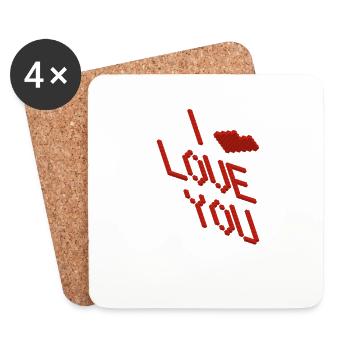 I LOVE YOU HEART BRICS t - Untersetzer (4er-Set) - Weiß - Vorne