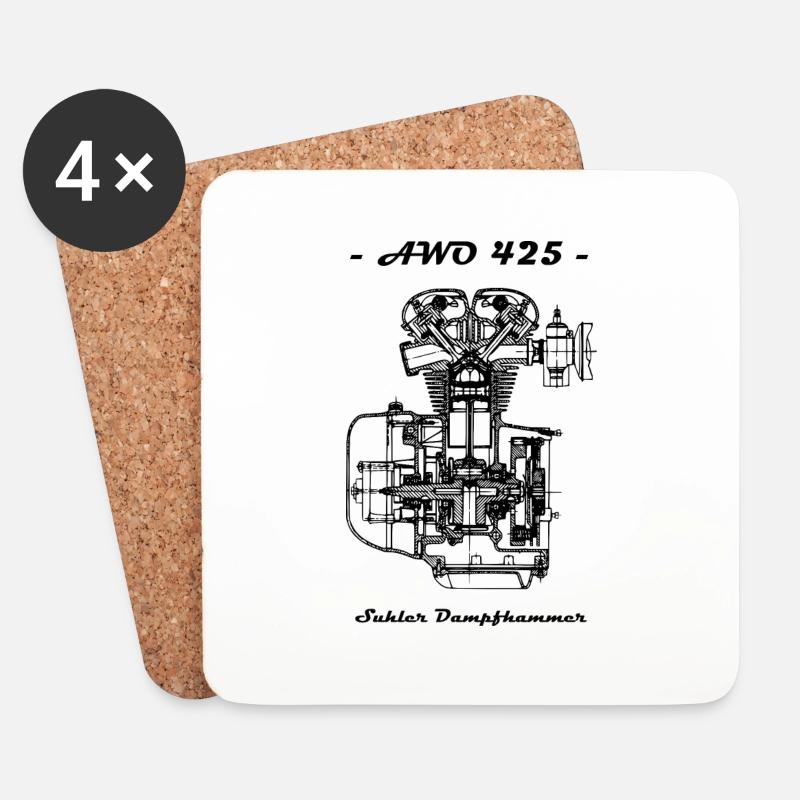 AWO 425 - Suhler Dampfhammer - Untersetzer (4er-Set) - Weiß