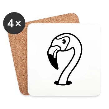 visage tête trou étage flamingo clip-art voiture comique - Dessous de verre (lot de 4) - blanc - Devant