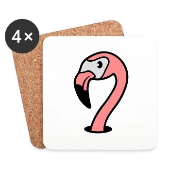 visage tête trou étage flamingo clip-art voiture comique - Dessous de verre (lot de 4) - blanc - Devant