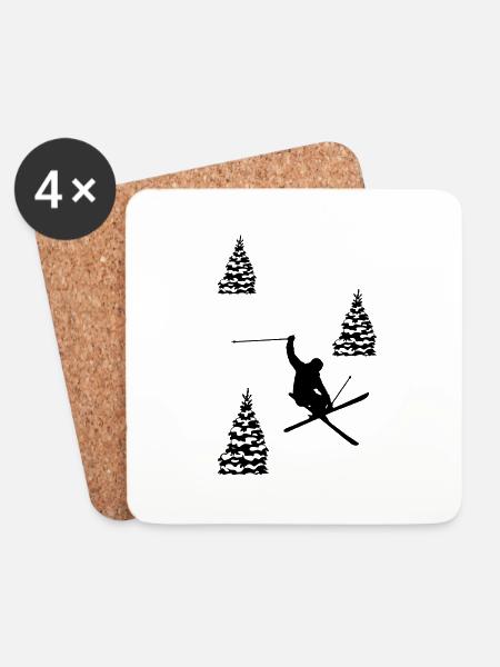 ski - Untersetzer (4er-Set) - Weiß