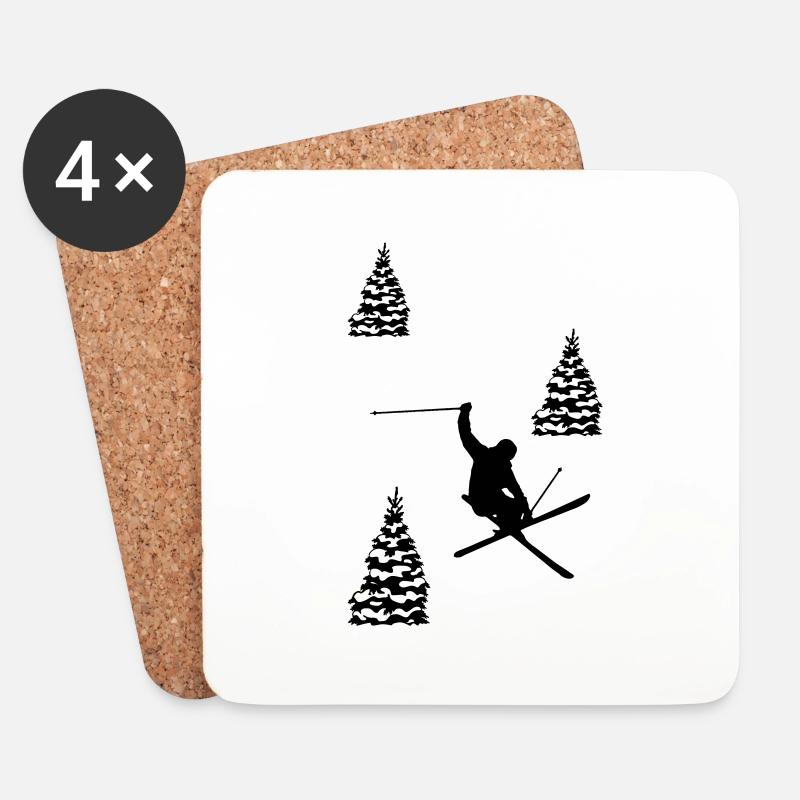 ski - Untersetzer (4er-Set) - Weiß