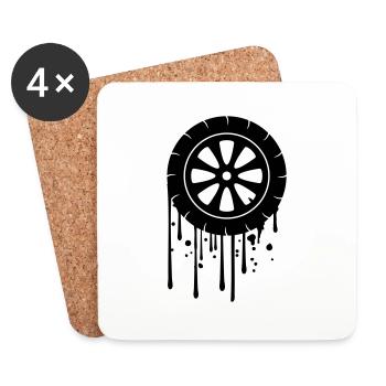 pneu graffiti goutte à goutte mécanicien voiture conduite fue - Dessous de verre (lot de 4) - blanc - Devant