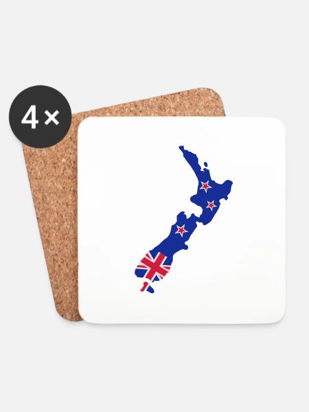 Neuseeland - Untersetzer (4er-Set) - Weiß